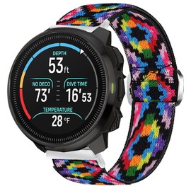 Compatible with SUUNTO OCEAN bands, 20mm, 22mm Stretch Elastics Nylon Adjustable Replacement Strap Accessories for Men & Women Compatible with SUUNTO OCEAN, RACE, RACE S, VERTICAL, 9 PEAK, 9 PEAK PRO, 5 Peak, 3 Smartwatch (22mm size band, Aztec Style Colorful)