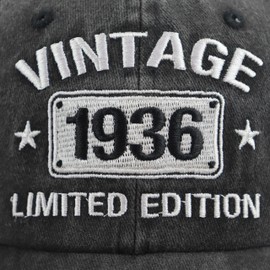 Vintage 1936 Limited Edition Hats for Men Women, 89th Birthday Decorations, 89 Year Old Adjustable Embroidered Baseball Cap Retirement Gifts Mom Dad