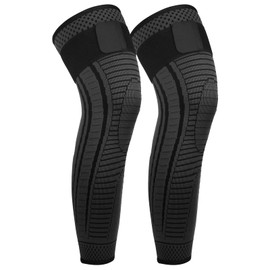 Ruilala Knee Support Long Pack of 2 Knee Support Compression Breathable for Men Women Long Knee Pads Adjustable for Running, Sports, ACL, Arthritis, Meniscus (Black, M)