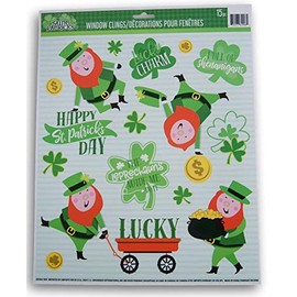 Greenbrier Holiday St. Patrick's Day Leprechauns and Shamrocks Window Clings - 15 Piece