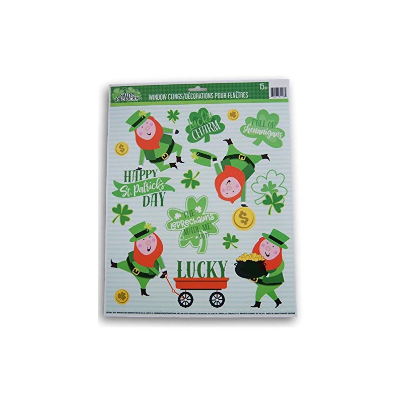Greenbrier Holiday St. Patrick's Day Leprechauns and Shamrocks Window Clings