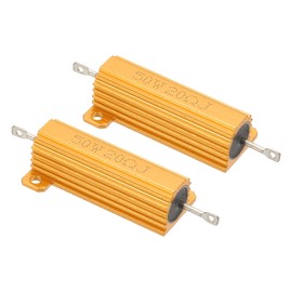 PATIKIL 50W 20 Ohm Aluminum Shell Resistor, 2 Pack Aluminum Housing Resistor Housed Case Wirewound Resistors Screw Tap Power Resistor 5% Tolerance, Golden