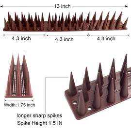 KIMANN 20 PCS Bird Spikes Defender Cats Scare Spikes, Critters Control Anti-Climbing Protect Fence Walls, Railing, Walls and Roof (22 FT / 6.6 Meters)