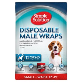 Simple Solution Disposable Dog Diapers for Male Dogs | Male Wraps with Super Absorbent Leak-Proof Fit | Excitable Urination, Incontinence, or Male Marking | Small | 12 Count