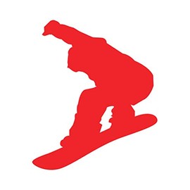 Snowboarder Sticker - Decal - Die Cut - Snowboarding grom #1 - Red 3.76" x 4.50"