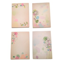 Nature Themed Brown Kraft Note Pads ~ Set of 4 (Gold Finch, Rose, Colorful Flower Heads, Flowers Standing Tall; 4" x 6"; 40 Sheets Per Pad)