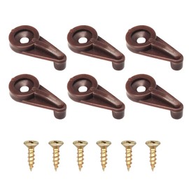 Alamic Glass Retainer Clips 5mm Cabinet Glass Clips Window Screen Clips Cabinet Door Glass Retainer Clips with Screws for Fixing Glass Cabinet Doors (50, Brown)