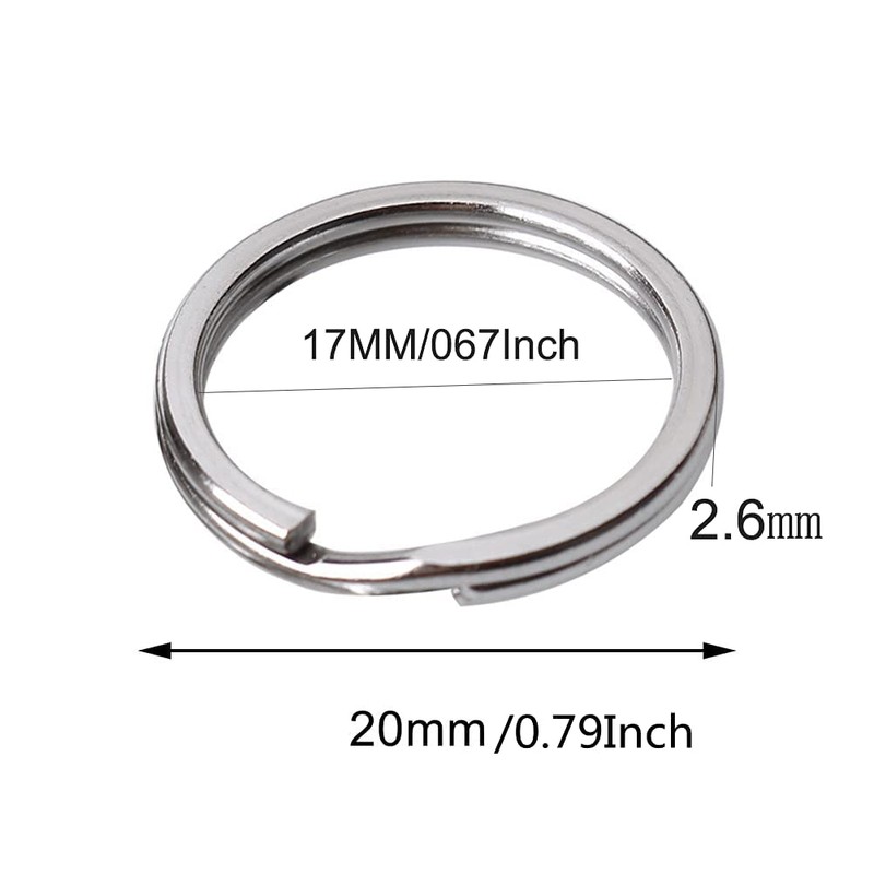 100 Pack Small Keyring Rings Hoops, 20mm /0.79 Inch Silver