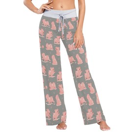 vvfelixl Women's Pajama Pants Flying Piglets Sleepwear Lounge Pajama Bottoms Grey XS