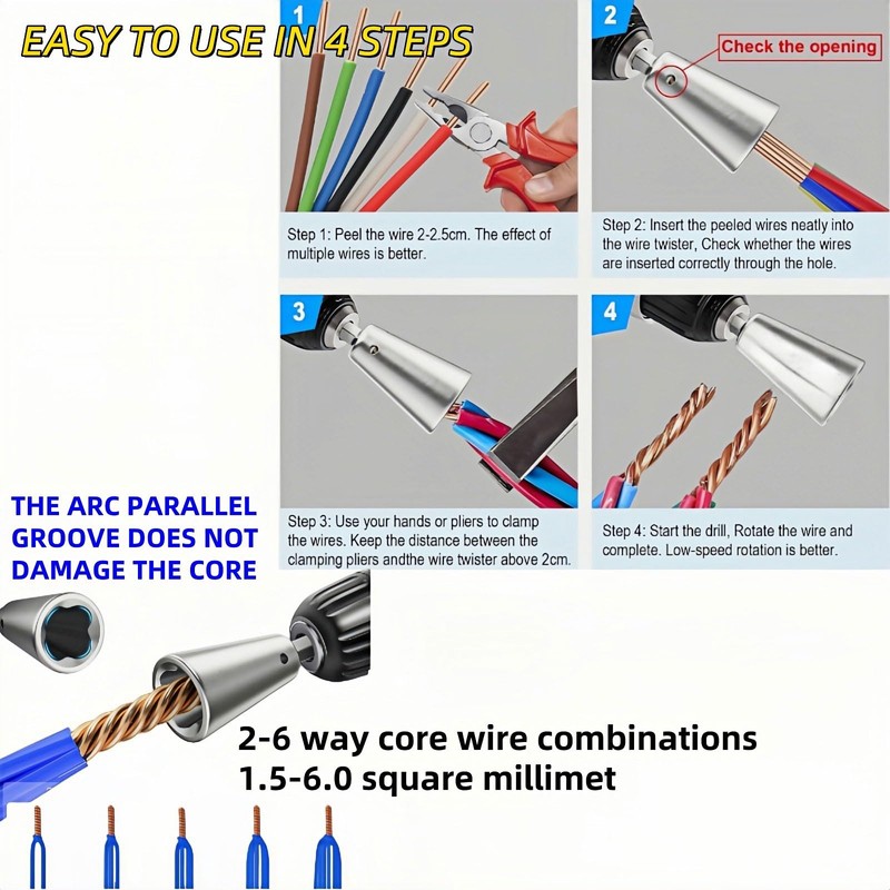 2 Pcs Wire Twister Tool For Drill, 1/4 Inch Hex