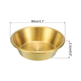 sourcing map Stainless Steel Sauce Dishes, 4pcs Round Seasoning Dishes Dipping Bowl Saucer Plates for Spice, Appetizer, Dessert, Side Dishes, Gold
