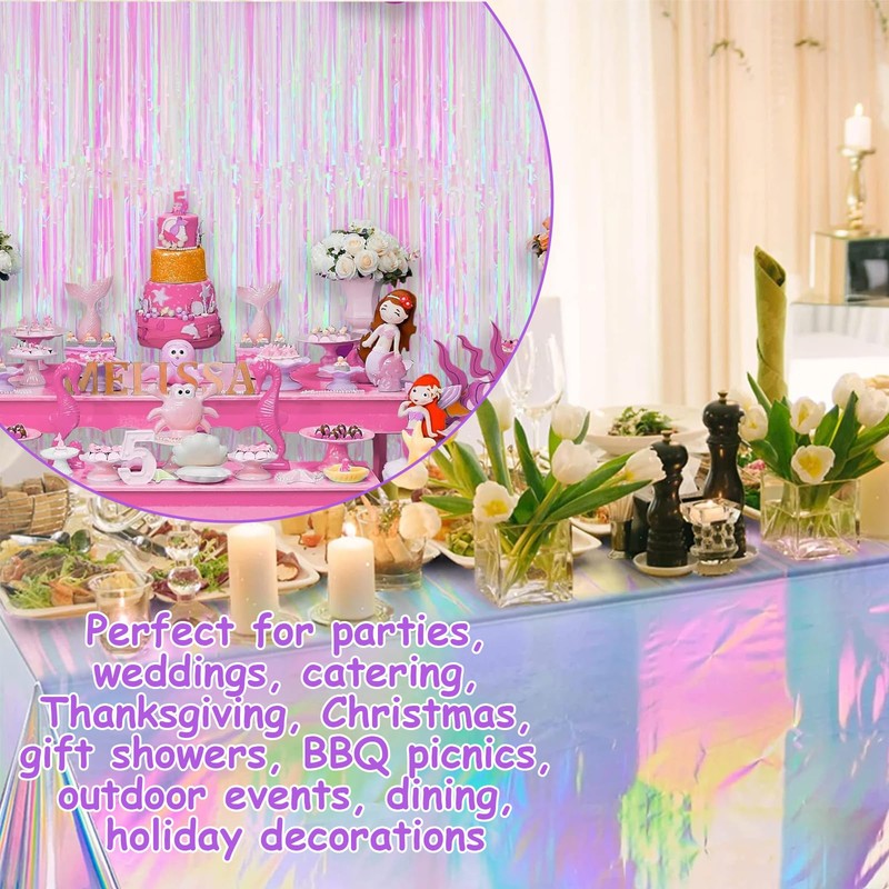 Iridescent Party Rectangle Table Cloths Decor Plastic Table Cloth Set