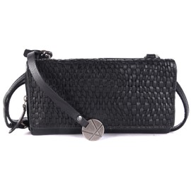 VILENCA HOLLAND Genuine Leather Wallets for Women, Small Wallet for Ladies Zipper Coin Purse Credit Card Holder with Strap (VL-409-Black)