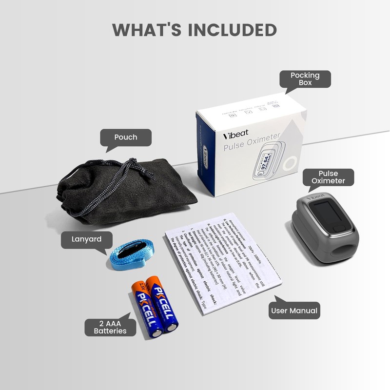 Fingertip Pulse Oximeter, Vibeat Portable SPO2 Monitor with Pulse Rate,