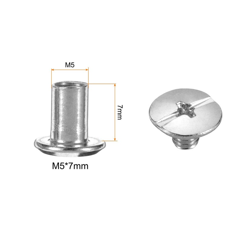 sourcing map 50set M5 x 7mm Chicago Screw Metal Phillips