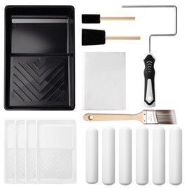 Mister Rui 16pcs Paint Roller Kit, 6" Paint Rollers, 6 Inch Foam Paint Roller Kit, Paint Tray and Disposable Liners, Paint Brush, Painting Tools for House Painting and Renovation