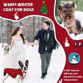 Dog Wedding Outfi Stylish Suit Bow Tie Costume Cold Weather Warm Flannel Lining Christmas Party Formal Tuxedo (Burgundy,L)