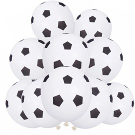 Jomnvo 24 Pcs Black Soccer Latex Balloons 12 Inch Football Balloons for World Cup Party Kids Birthday Party (Black)