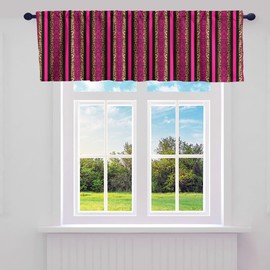 Feelyou Leopard Fur Print Valance Curtains for Living Room, Cheetah Kitchen Curtains Valances, 1 Panel 52"x18" Animals Hot Pink Black Curtain Valances for Windows Bathroom, Safari Curtain Zebra