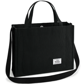Corduroy Tote Bag for Women Small Satchel Bag Mini Tote Bag Aesthetic Crossbody Bag Handbag - Work Travel Shopping, Black, Medium