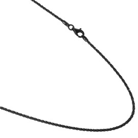 JOSCO Black Rhodium Plated Over Sterling Silver 2mm ROC Styled Link Necklace Chain. 16,18,20,24,30 36" (16)