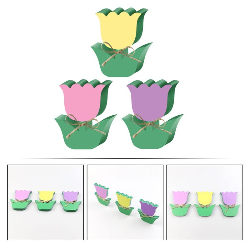 Beavorty 3Pcs Easter Tulip Table Signs Spring Wooden Tulip Decorations