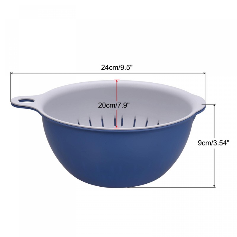 sourcing map Kitchen Strainer Colander Bowl Set, Small Double Layer