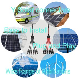 WOODGUILIN Solar Cable Y Splitter 1 to 6 Y Cable Solar Panel 6 mm² Y Solar Cable Plug Photovoltaic Cable Y Plug, 1Y6 Plug 1 Pair for Solar System Solar Panels (Y Solar 1-6)