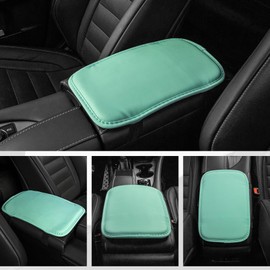 Amiss Auto Center Console Pad, PU Leather Car Armrest Seat Box Cover Protector, Universal Waterproof Non Slip Soft Center Console Armrest Pad for Most Vehicle, SUV, Truck, Car (Green)