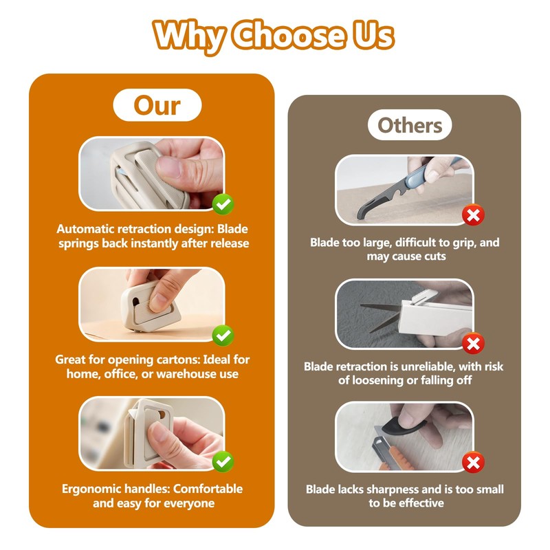 2 Pack Mini Ceramic Box Cutters – Auto-Retract, Magnetic, Pocket-Size