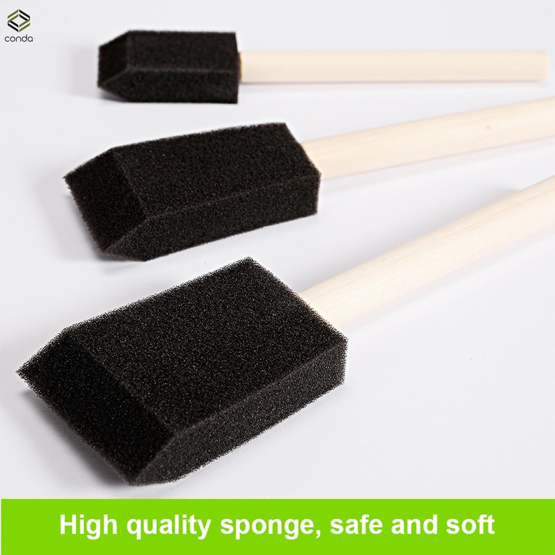 conda 25 Pack Different Size Assorted Foam Brush Set Wood