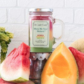 Show Me Your Melons! Scented Candle - Watermelon, Cantaloupe, Honeydew Scented Triple Layer Candle - 10.5 oz Mason Jar Candle - Fun and Funny Gag Joke Candle Poured in Small Batches in USA