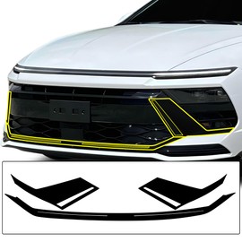 BOGAR TECH DESIGNS Front Chrome Delete Overlay Wrap Film Compatible with Hyundai Sonata 2024-2025, Gloss Black
