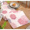 Inhobbok Table Runner Pink Grey Flowers Dahlia Flower Linen Modern