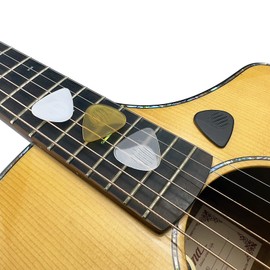 WINGO Guitar Picks with Grip Stamped 20 Pack, Non Slip Textured Picks (073, 088, 1.0, 1.25, 1.5mm) with a Metal Pick Necklace for Acoustic Electric Guitars Bass