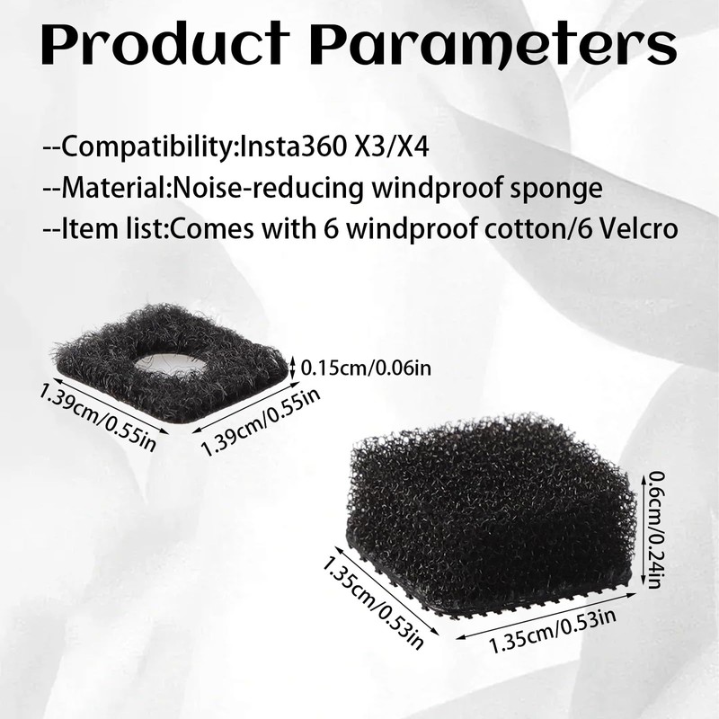 6 Pcs Microphone Wind Muff for Insta 360 X4 /