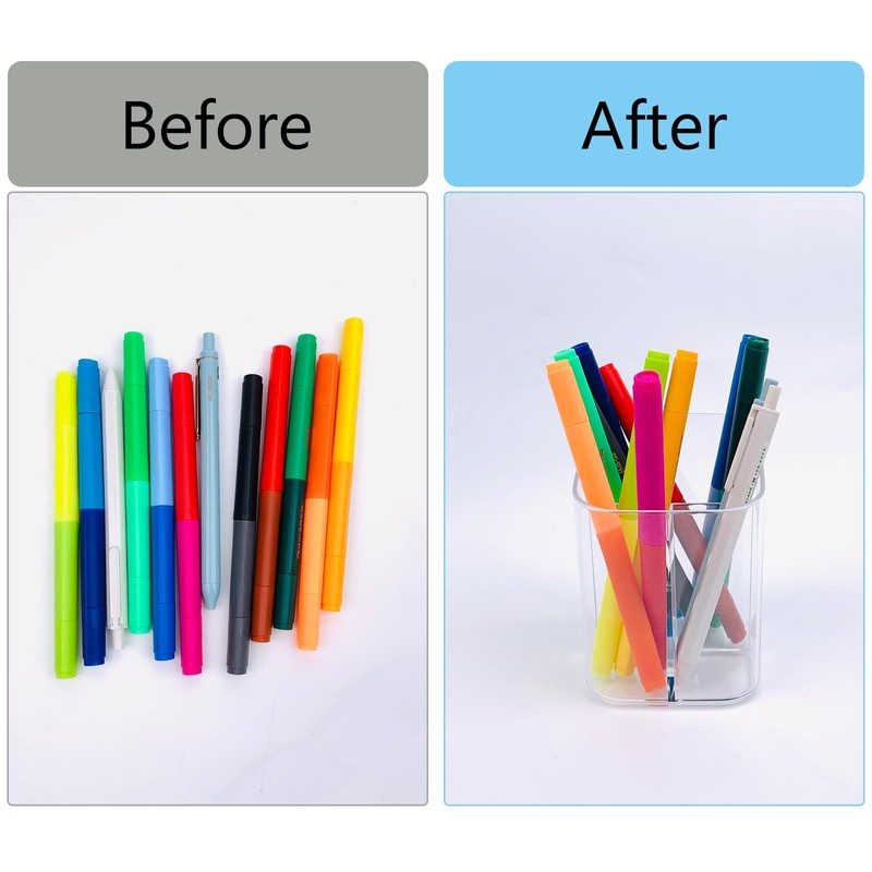 Newkita Acrylic Clear 3 Slots Pencil Pen Holder for Desk,