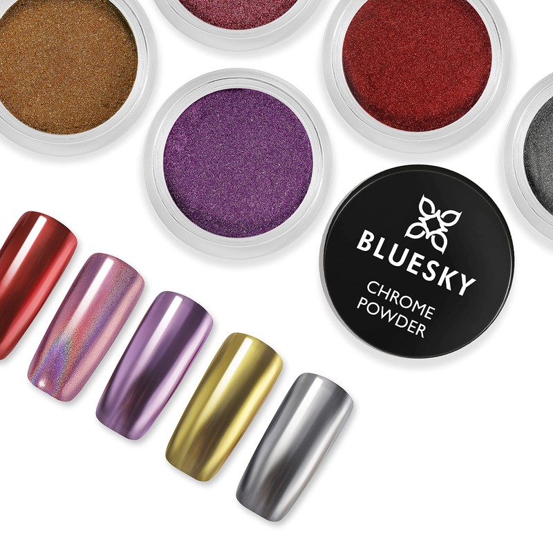 Bluesky Chrome Nail Powder Kit With Applicator Brush Metallic Gel