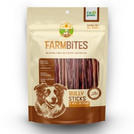 FARMBITES Natural Bully Sticks, 6 Inch, 20 Count, High Protein Low Fat Dog Chews, Long-Lasting Air-Dried Treats