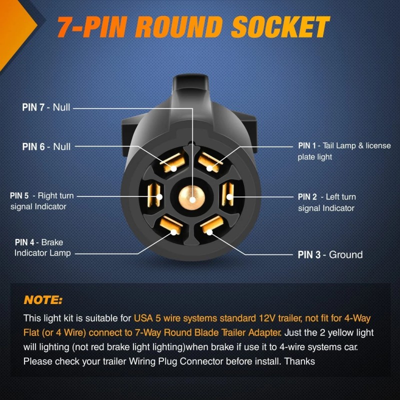 Nilight Magnetic LED Trailer Towing Light Kit 24ft Cable with