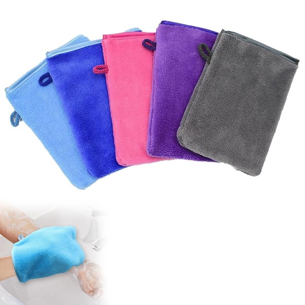 ZFRITP 5 Stück Waschlappen, Waschlappen, Mikrofaser, Waschlappen, Waschlappen, Baden, Abschminken,