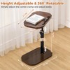 EGCUQ Walnut Brown Couch Table-360°Swivel TV Tray Table, Height Adjustable