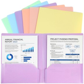 Kisston 30 Pack Folders with Pockets, Pastel Folders with 2 Pocket Folder, Cute Plastic Folder Bulk for Us Letter Size Paper Documents, School Office Home Business, Back to School Supplies