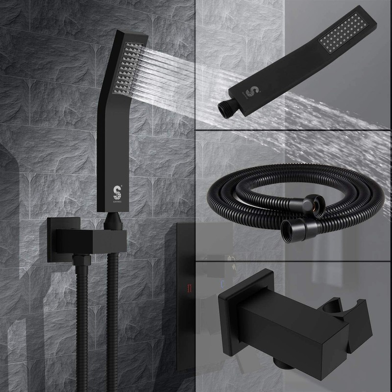 SR SUN RISE Matte Black Shower Faucet System Set 8"