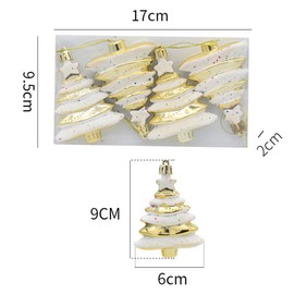 4 Pieces Christmas Tree Hanging Decorations Glitter Christmas Baubles Christmas Tree Ornaments Christmas Tree Pendants Glitter Christmas Tree Baubles 9 x 6 CM, Gold