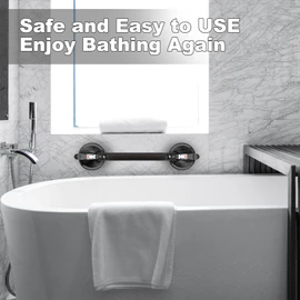 Daren Medical 17-Inch Shower Handle - Upgraded Grab Bar with Strong Suction Cups for Bathtub & Shower Safety, Ideal for Seniors, Elderly, Disabled - Black