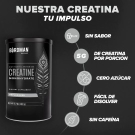 Birdman Creatina Monohidratada En Polvo de Alta Pureza | 90 servicios | 450g | Sabor Natural