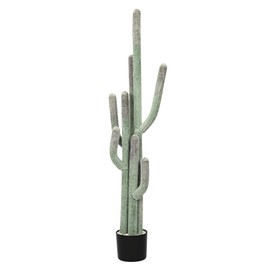 bimiti Tall Faux Cactus Plant 51in Artificial with Realistic Texture, Black Planter - Indoor Outdoor Greenery Decor for Home Office Living Room Bedroom Foyer Porch
