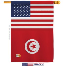 Tunisia US Friendship House Flag Set Regional USA American Alliance World Country Particular Area Small Decorative Gift Yard Banner Made In 28 X 40