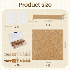 Aodaer Cork Boards 12 Pack 48" x 36" Thick Bulletin Board Tiles with 4 Frameless Cork Strips Pin Board Bar Strips with Push Pins Clips for Office School Home Walls